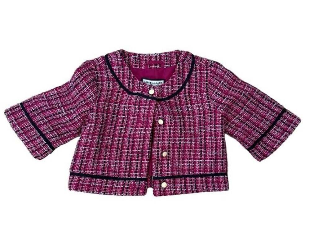 Janie and Jack Boucle Jacket Size 2T Pink Tweed